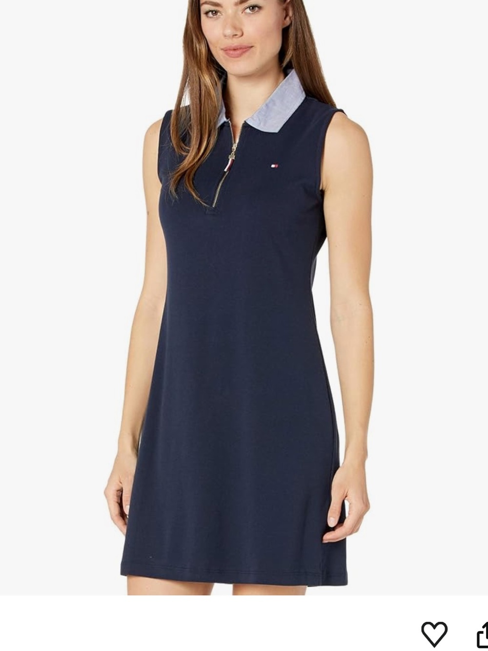 Tommy Hilfiger 100% Cotton Navy Polo Tennis Golf Dress with Chambray Collar